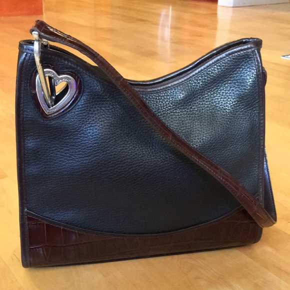 BRIGHTON | Vintage Leather Shoulder Bag Heart Cutout - Picture 8 of 16